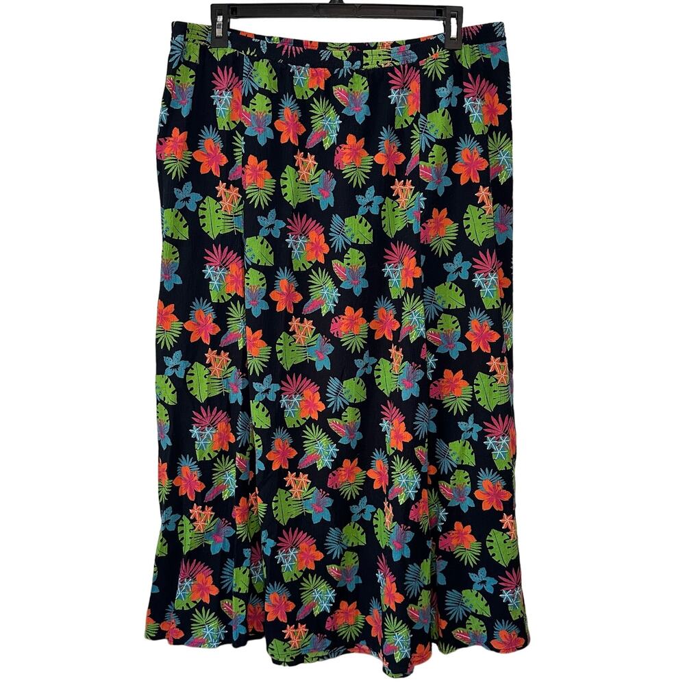 Anthony Richards Vintage Bright Colorful Tropical Floral Resort Vacation Maxi 1X